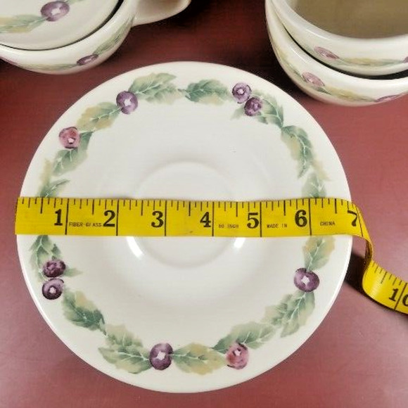 Pfaltzgraff Jamberry Coffee Cups and Saucer Plate Set of 4 with Creamer 9 Pc Lot - Picture 13 of 16